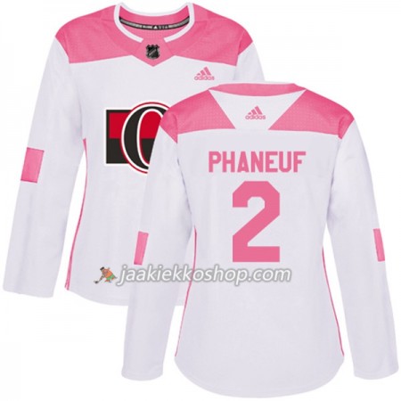 Nainen NHL Ottawa Senators Pelipaita Dion Phaneuf 2 Adidas 2017-2018 Valkoinen Vaaleanpunainen Fashion Authentic
